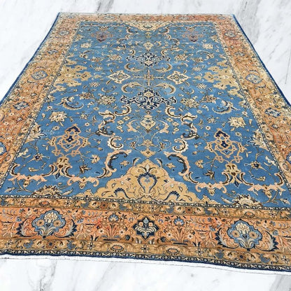 feinster " TÄBRIZ mit Seide " 350x240cm - Korkwolle - extra feine Knüpfung - Pflanzenfarben