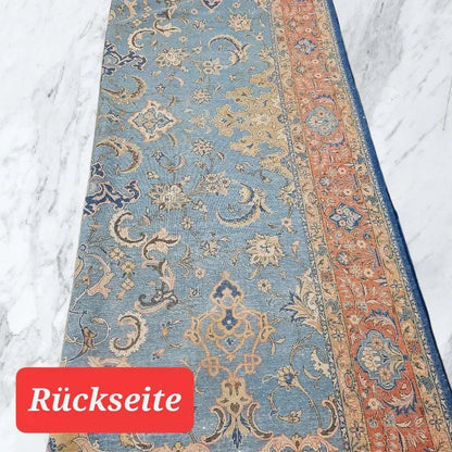 feinster " TÄBRIZ mit Seide " 350x240cm - Korkwolle - extra feine Knüpfung - Pflanzenfarben