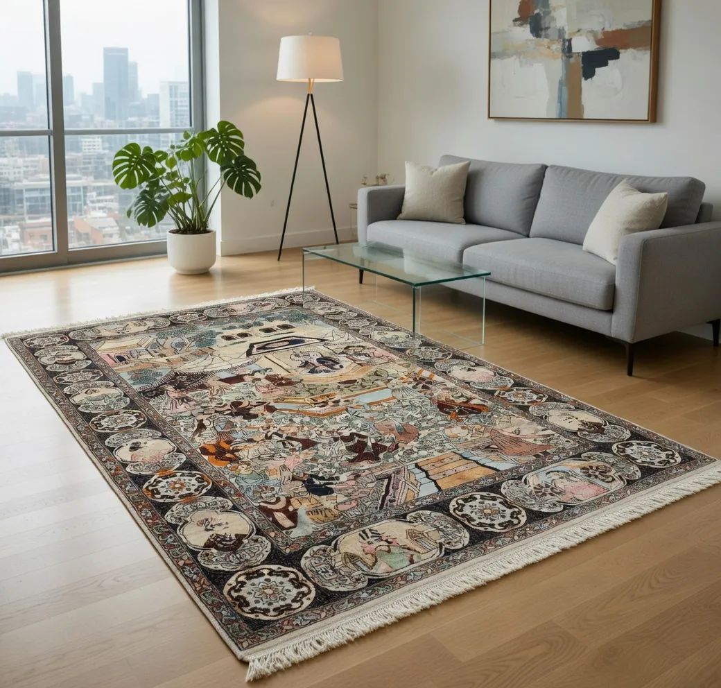 Edler " ISFAHAN REINSEIDENTEPPICH " 240x140cm - super Zustand
