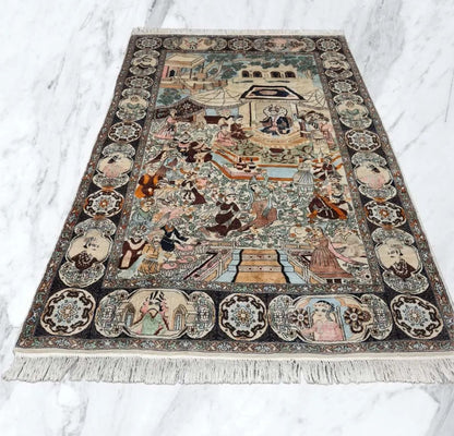 Edler " ISFAHAN REINSEIDENTEPPICH " 240x140cm - super Zustand