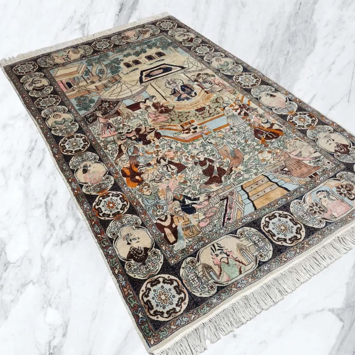 Edler " ISFAHAN REINSEIDENTEPPICH " 240x140cm - super Zustand