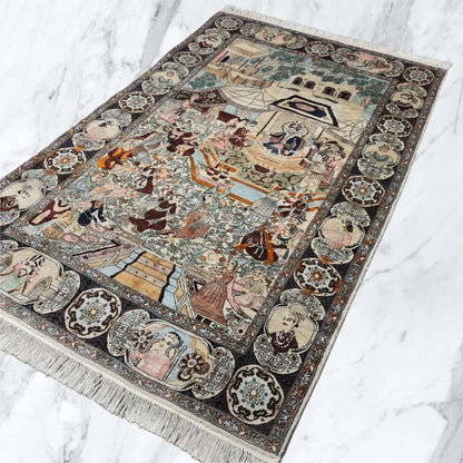 Edler " ISFAHAN REINSEIDENTEPPICH " 240x140cm - super Zustand