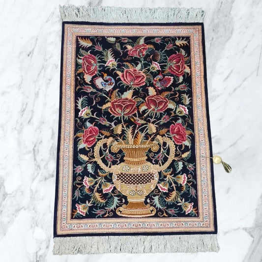 Vollseidenteppich GHOUM - 80x55cm - neuwertig - aus dem berühmten Knüpfgebiet im Iran
