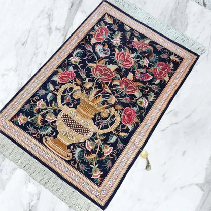 Vollseidenteppich GHOUM - 80x55cm - neuwertig - aus dem berühmten Knüpfgebiet im Iran