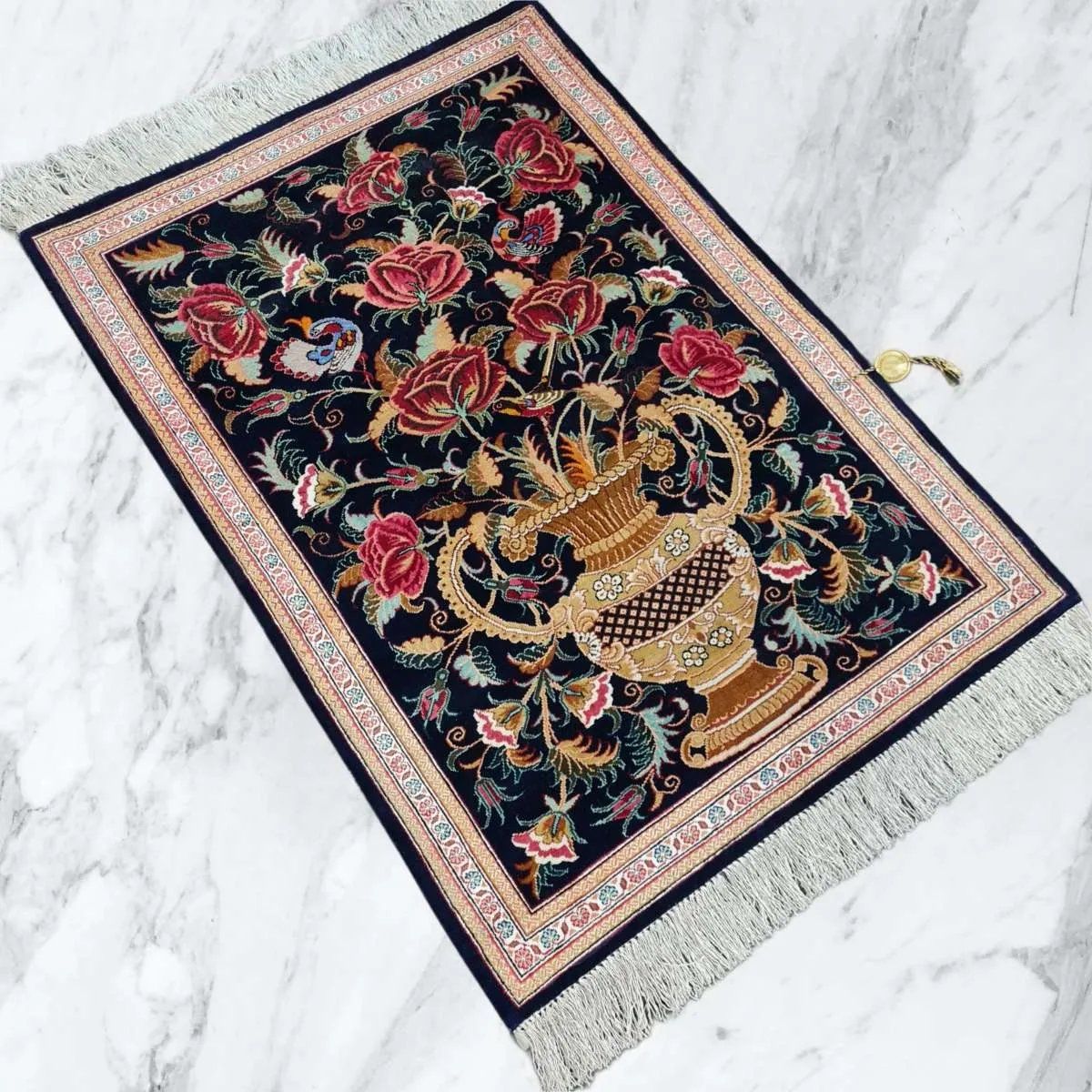 Vollseidenteppich GHOUM - 80x55cm - neuwertig - aus dem berühmten Knüpfgebiet im Iran