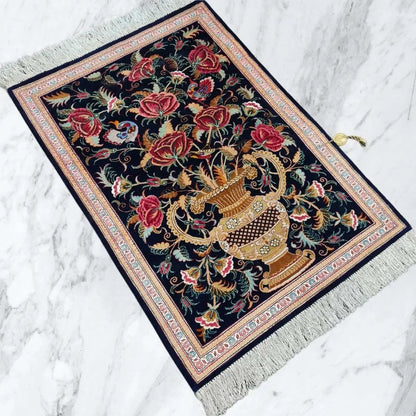 Vollseidenteppich GHOUM - 80x55cm - neuwertig - aus dem berühmten Knüpfgebiet im Iran