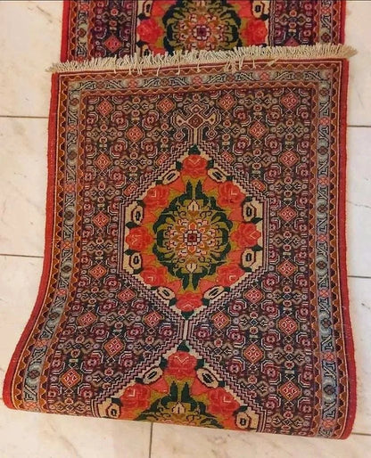 Perserläufer " SENNEH BIDJAR " 300x75cm - aus berühmten Knüpfgebiet- Pflanzenfarben